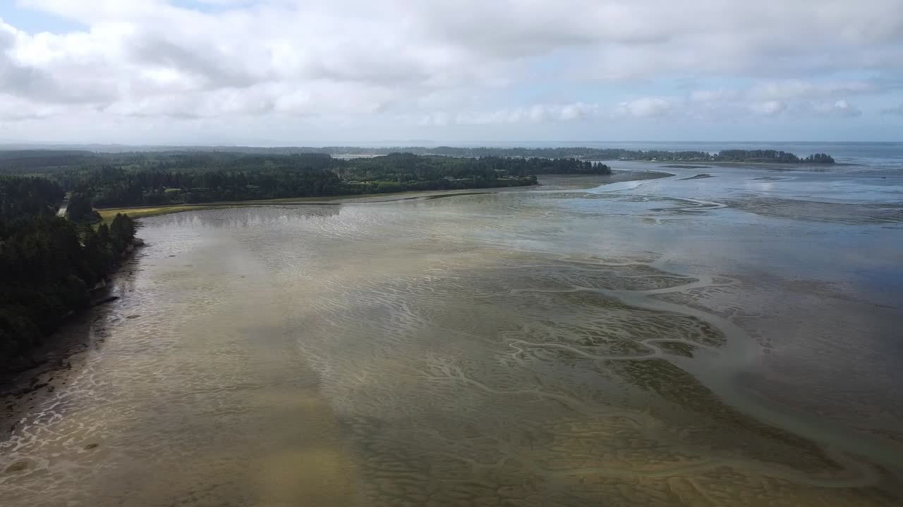 vista aérea de la costa sur del pacífico del estado de washington, bahía de willapa