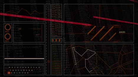 complex data visualization and analysis animation with various graphs and charts