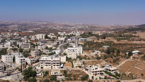 aerial view over palestinian town biddu near jerusalem