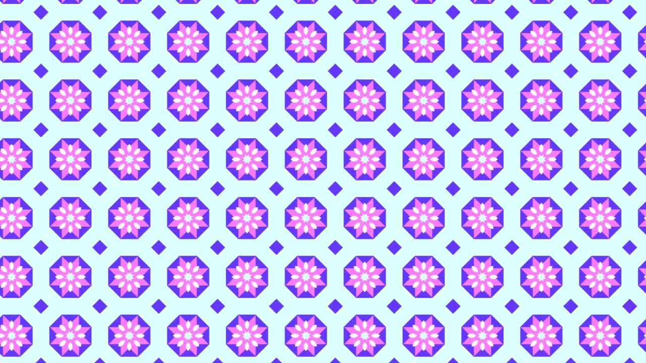 A 3D rendering of a colorful seamless tile pattern background moving slide animation