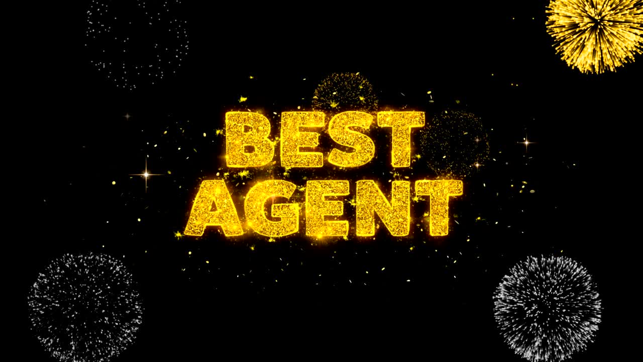 가장 좋은 에이전트 텍스트는 반이는 황금 입자 불꽃놀이에 나타납니다.