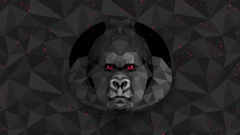 polygonal gorilla background. animal head. low polygon loop animation. geometric wildlife. polygonal animal portrait.