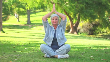 mujer madura relajándose al aire libre