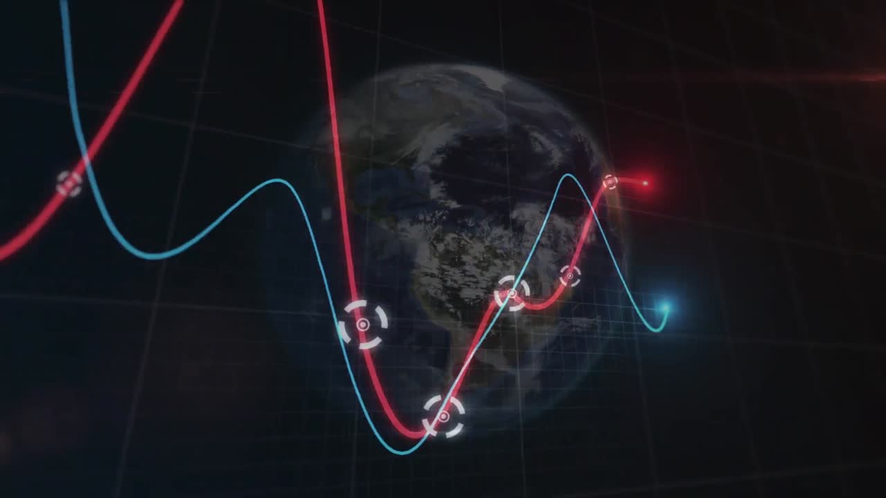 анимация линий с обработкой финансовых данных по всему миру