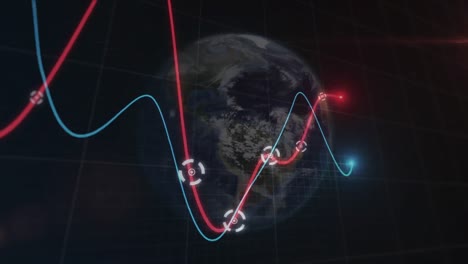 animación de líneas con procesamiento de datos financieros en todo el mundo