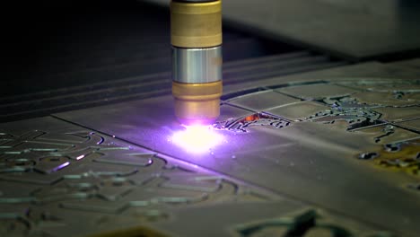 cnc laser plasma cutting of metal, modern industrial technology.