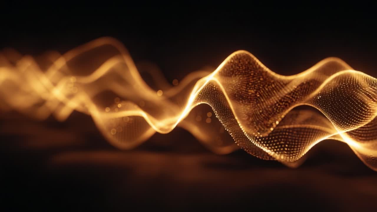 Flowing Light: A Visualization of Dynamic Sound Waves Represented by Golden Particles in Motion Captured in Two Frames