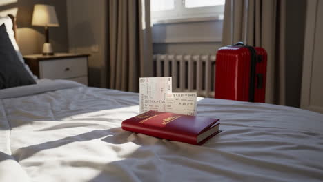 travel preparation in a hotel room