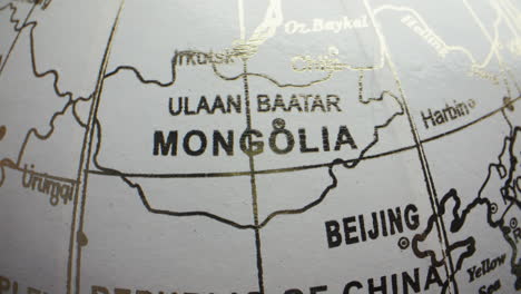 globe map featuring mongolia and china