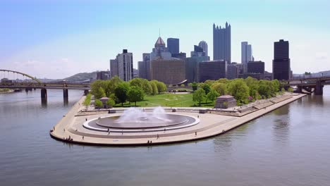 Drone-Aéreo-Del-Parque-Estatal-Point-En-Pittsburgh,-Pennsylvania