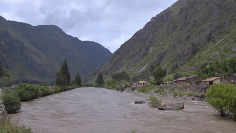 the urubamba river and surrounding mountains in the sacred valley, cusco, peru