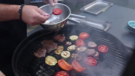 grilled vegetables and steak