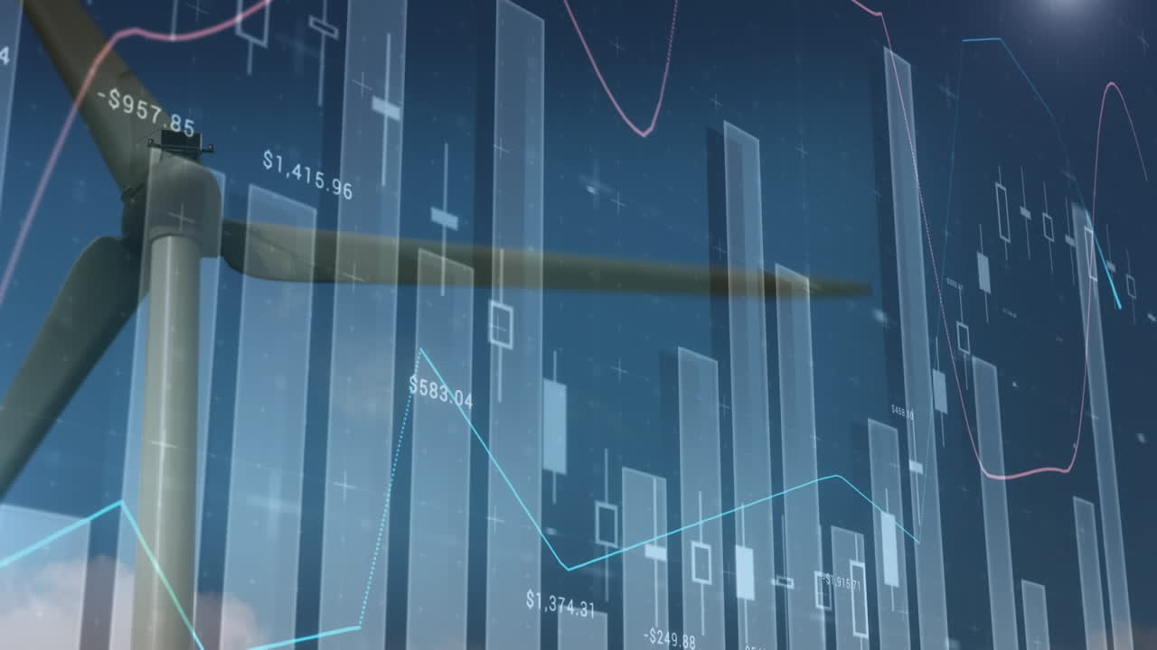 풍력 터빈을 통해 통계 처리의 애니메이션