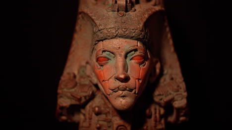 Hr-giger-inspired-red-eyed-pharaoh-sculpture,-vertical-shot,-4K