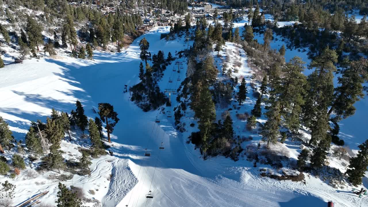 Mountain ski resort during winter season