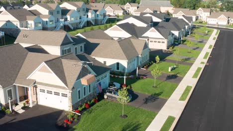 aerial of drone delivering package