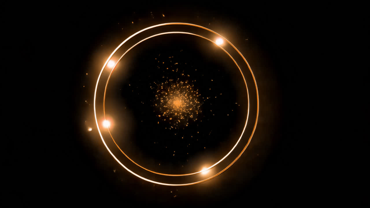 Glowing circular light particles motion animation isolated asset, transparent 4K video, alpha