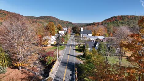 new england, reading vermont in fall aerial push in