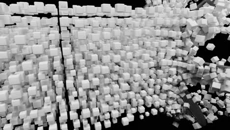 abstract 3d white cubes explosion