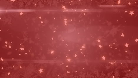 赤いフィルターで背景に降る星と雪のアニメーション