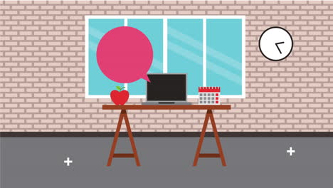 office workplace with speech bubble animation