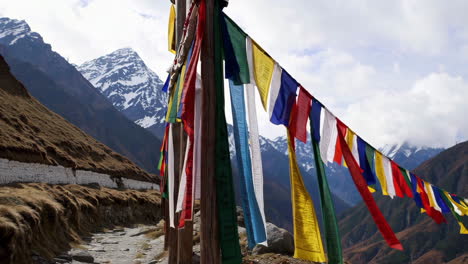 colorful prayer flags in the himalayas