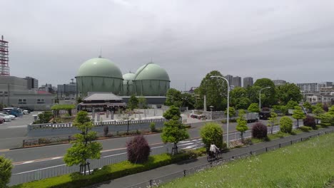 gas tank in japan, tokyo landscape 2022
