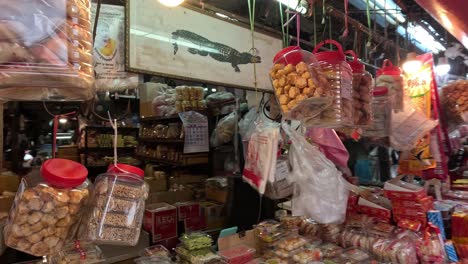 colorful snack stall with various packaged goods