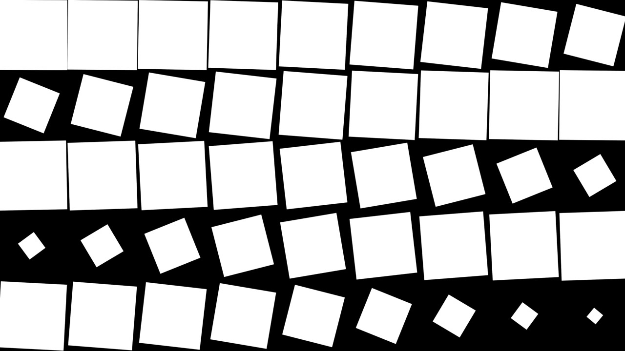 Abstract Animation of Expanding White Squares on Black Background