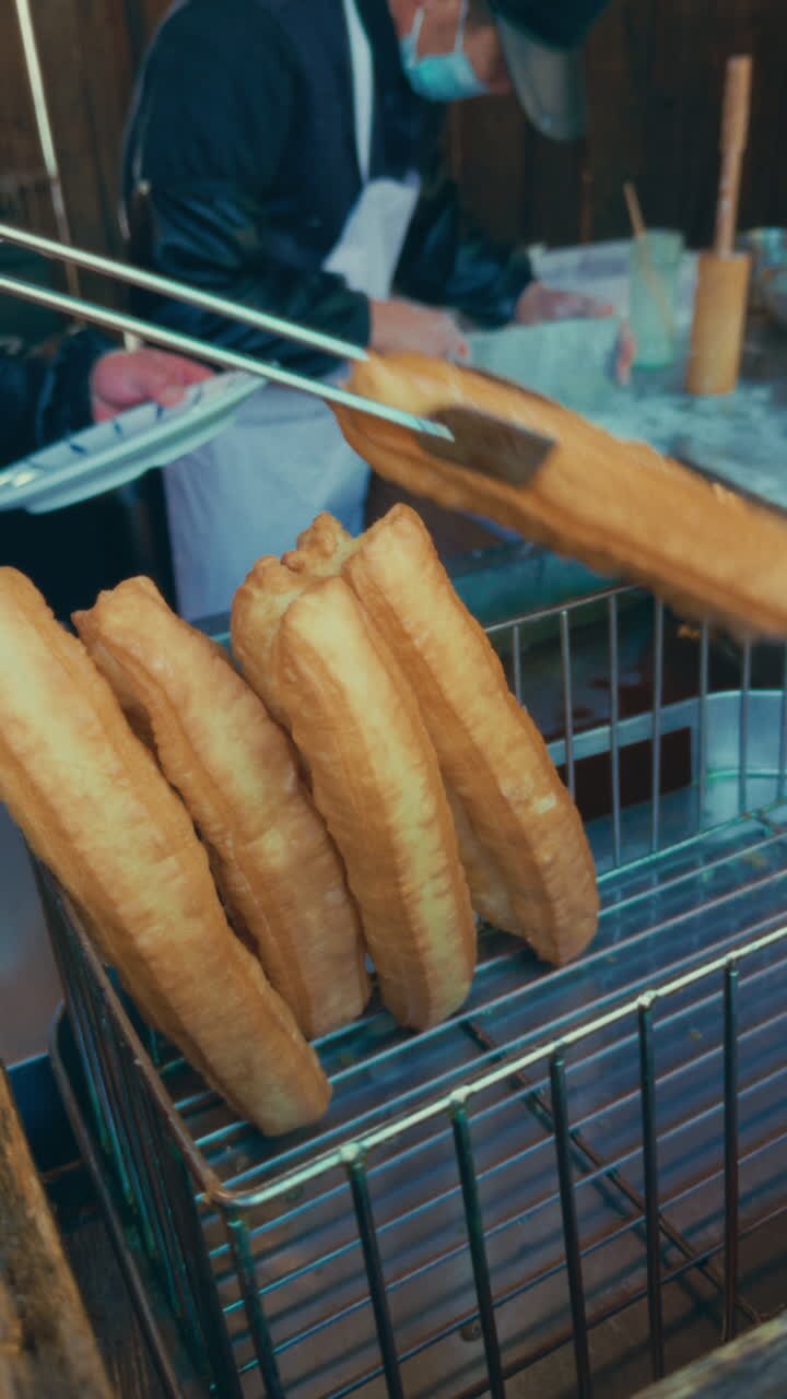 Fried Dough (Youtiao) Being Prepared