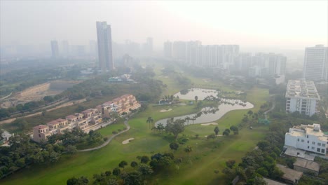 aerial drone shot capturing a premium villa project site in noida india