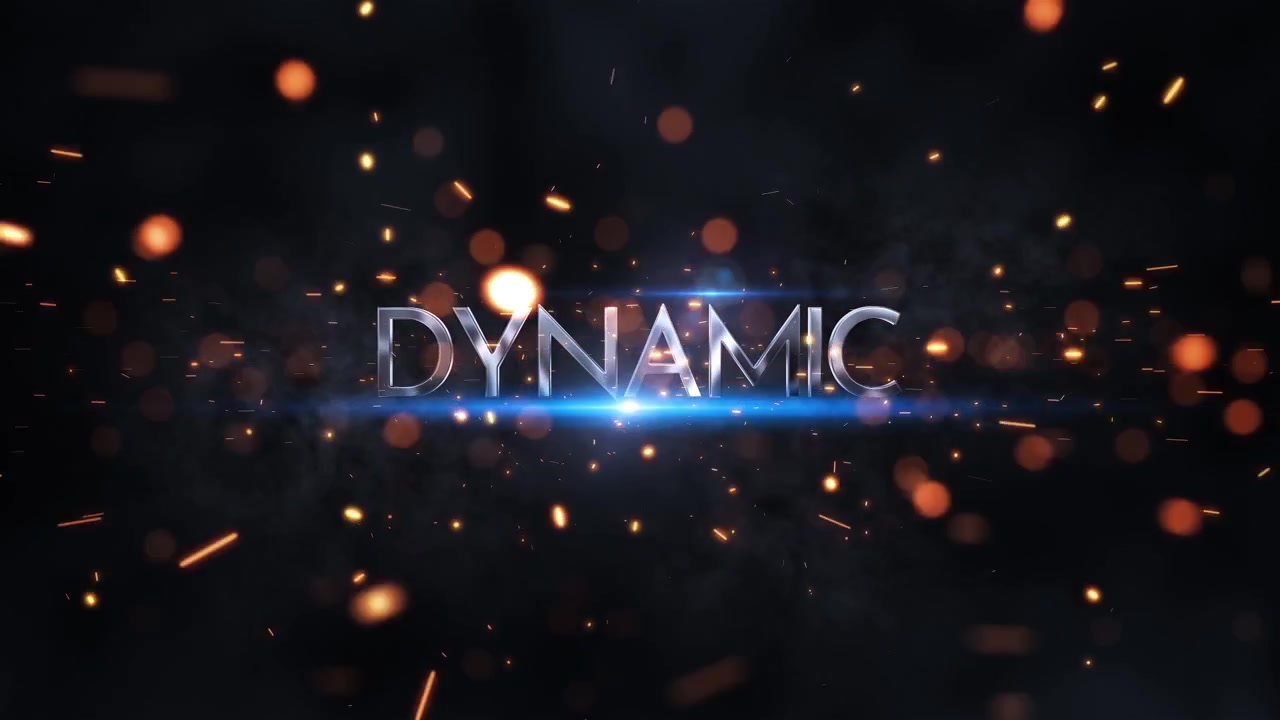 Cinematisk motion graphics titelsekvens med glødende gnister og lens flare