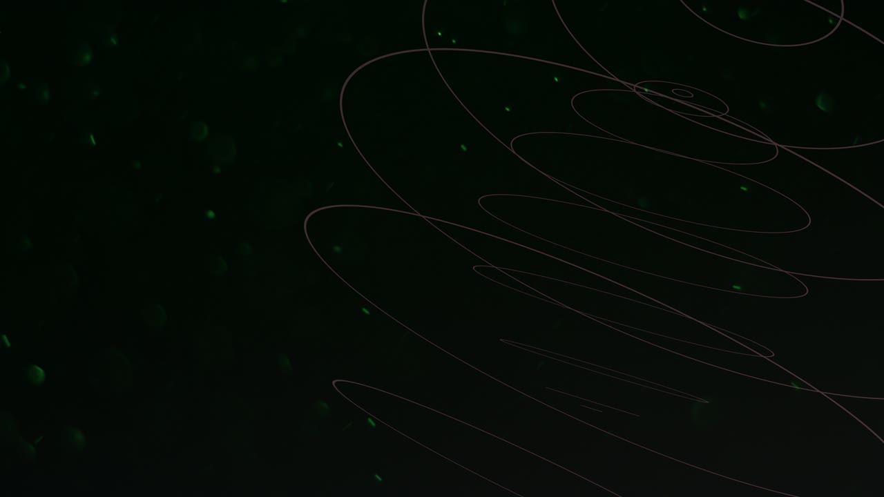 플라이 글리터가 있는 어두운 공간의 추상 기하학적 원