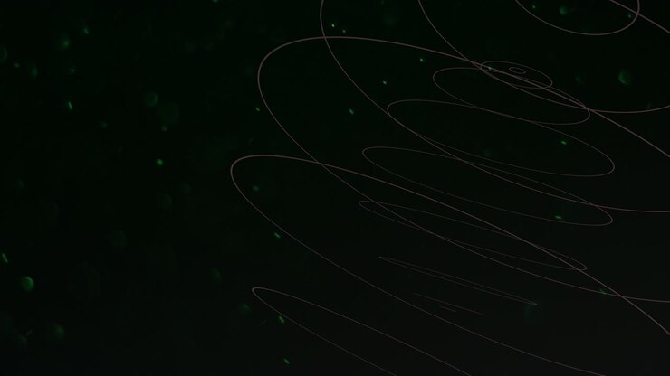 Abstract geometric circles in dark space with fly glitters