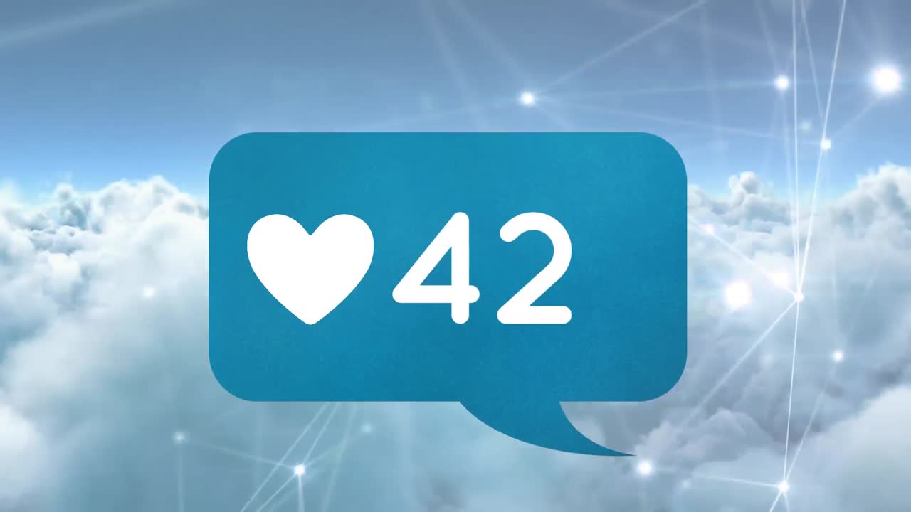 심장과 숫자를 가진 메시지 거품 아이콘