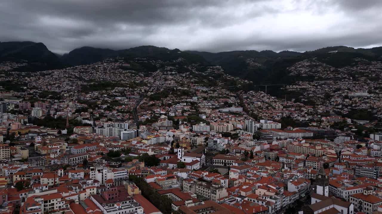 Panoramic Aerial View Of Funchal Cityscape In Portugal's Madeira Archipelago