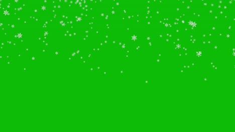 Visual-effects,-VFX,-various-shapes-of-snowflakes-falling-on-green-screen-3D-animation