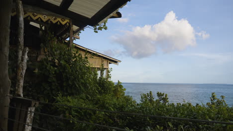 Hand-held-shot-from-a-private-seafront-villa-looking-out-onto-the-sea-in-Bohol