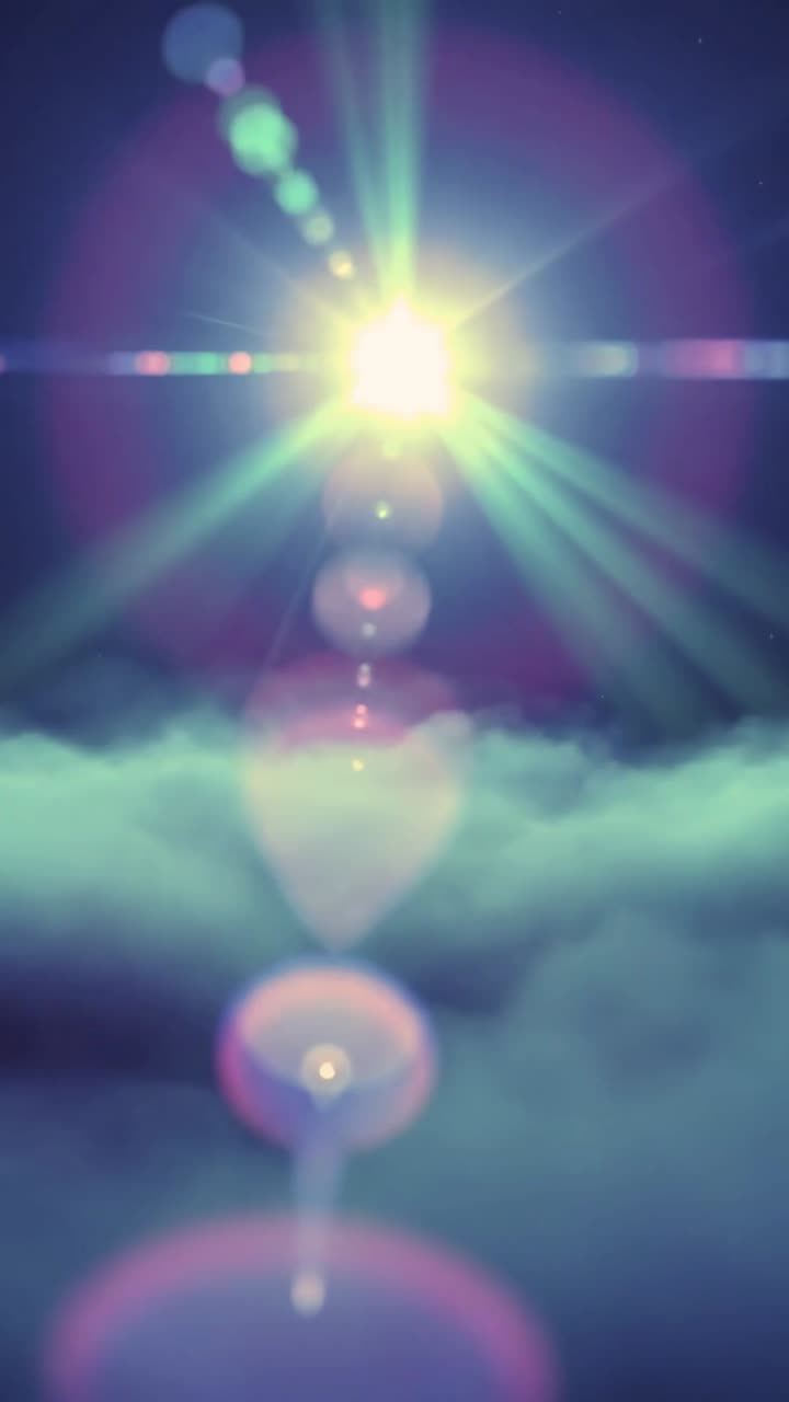 Bright Shining Star with Lens Flare and Moving Clouds