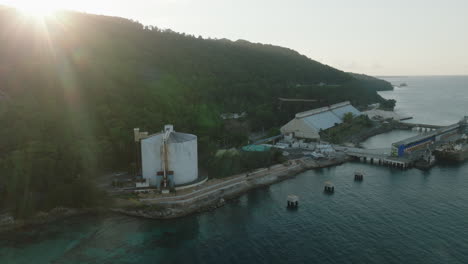 sunset view of reynolds bauxite pier in ocho rios, jamaica