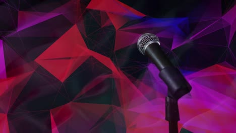 microphone against plexus networks on black background
