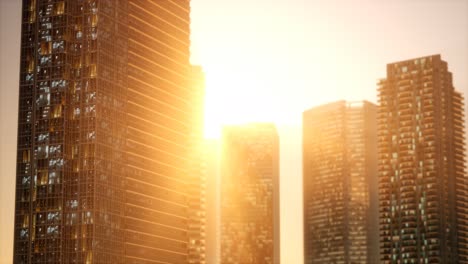 sunset-aerial-shot-of-skyscrapers-of-business-centre