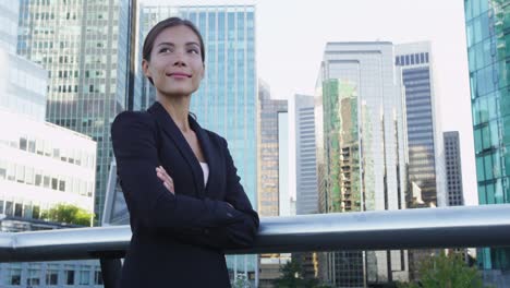 business woman portrait of young female urban professional businesswoman in suit standing outside office building with arms crossed. confident successful multicultural chinese asian / caucasian woman.