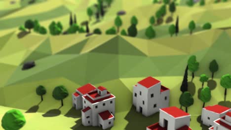 Low-Poly-Model-of-Whitewashed-Spanish-Village-Before-Revealing-the-Mountains-and-Landscape-of-the-Costa-del-Sol