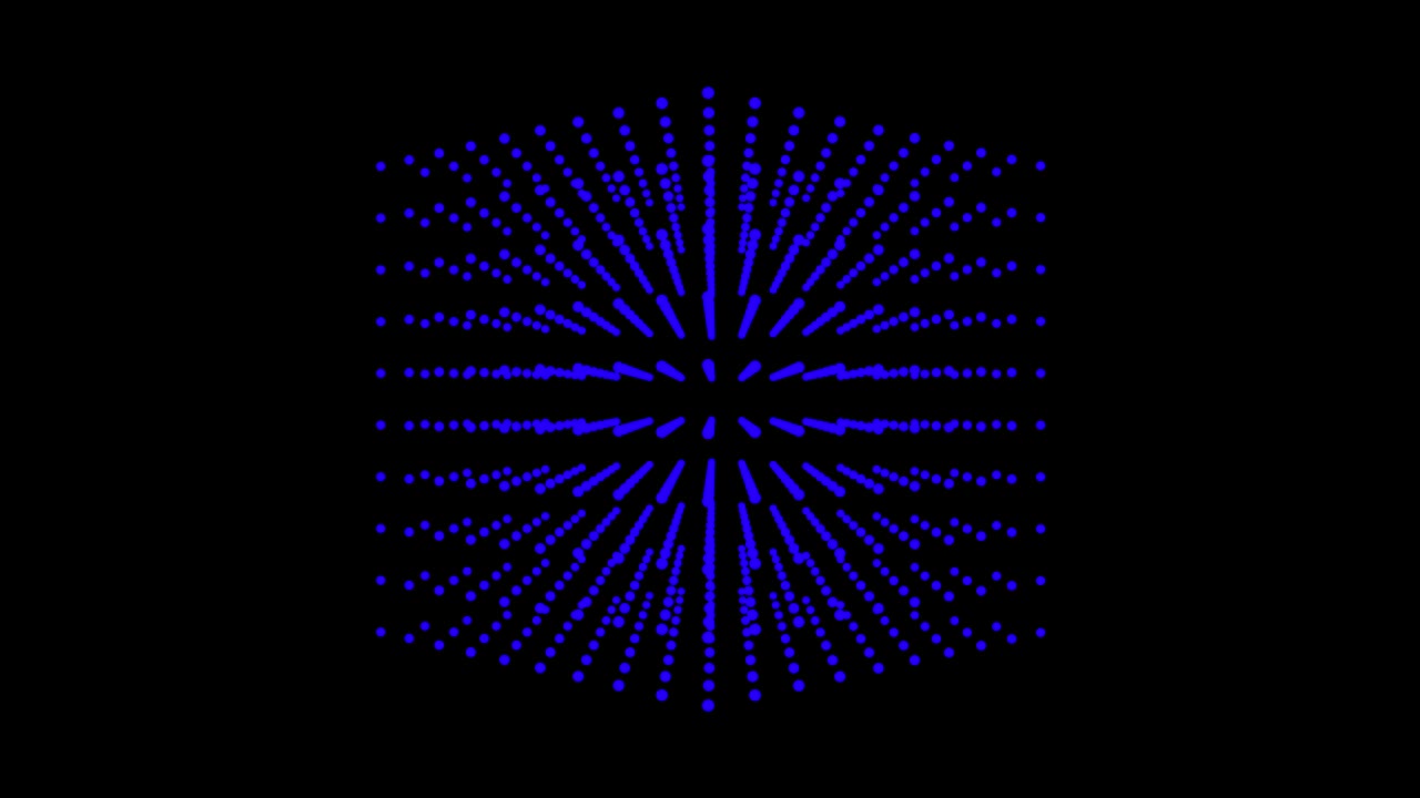 Beautiful blue cube box is rotate, dot particle.