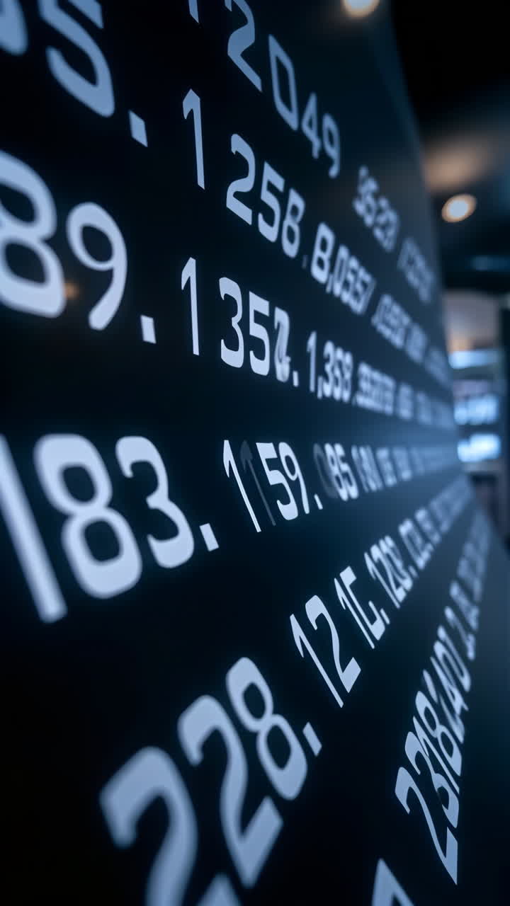 Close-up of a Digital Stock Market Display with Financial Data