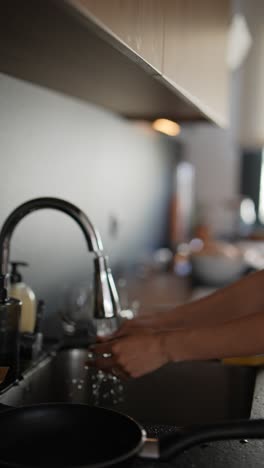 washing dishes in a modern kitchen