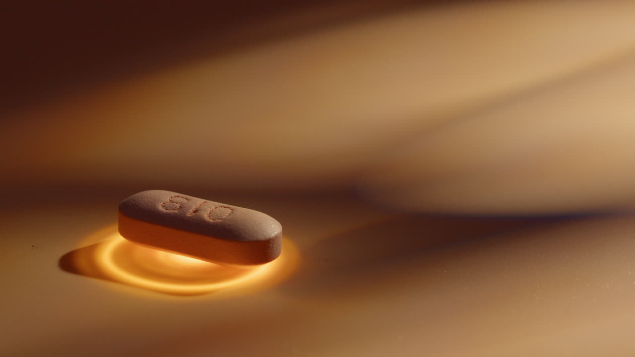 Close-up of a Single Oval Pill