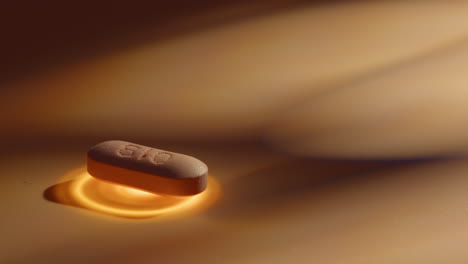 close-up of a single oval pill