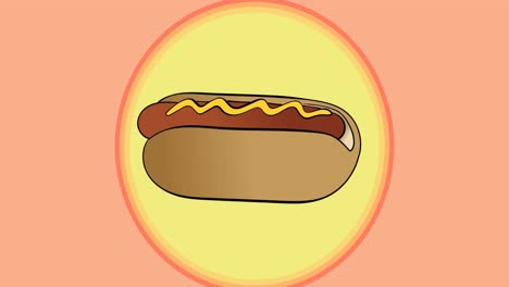 Animation-of-hot-dog-icon-on-orange-background